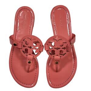 Tory Burch Miller Patent Sandals in the color Coral Crush Women's size 7